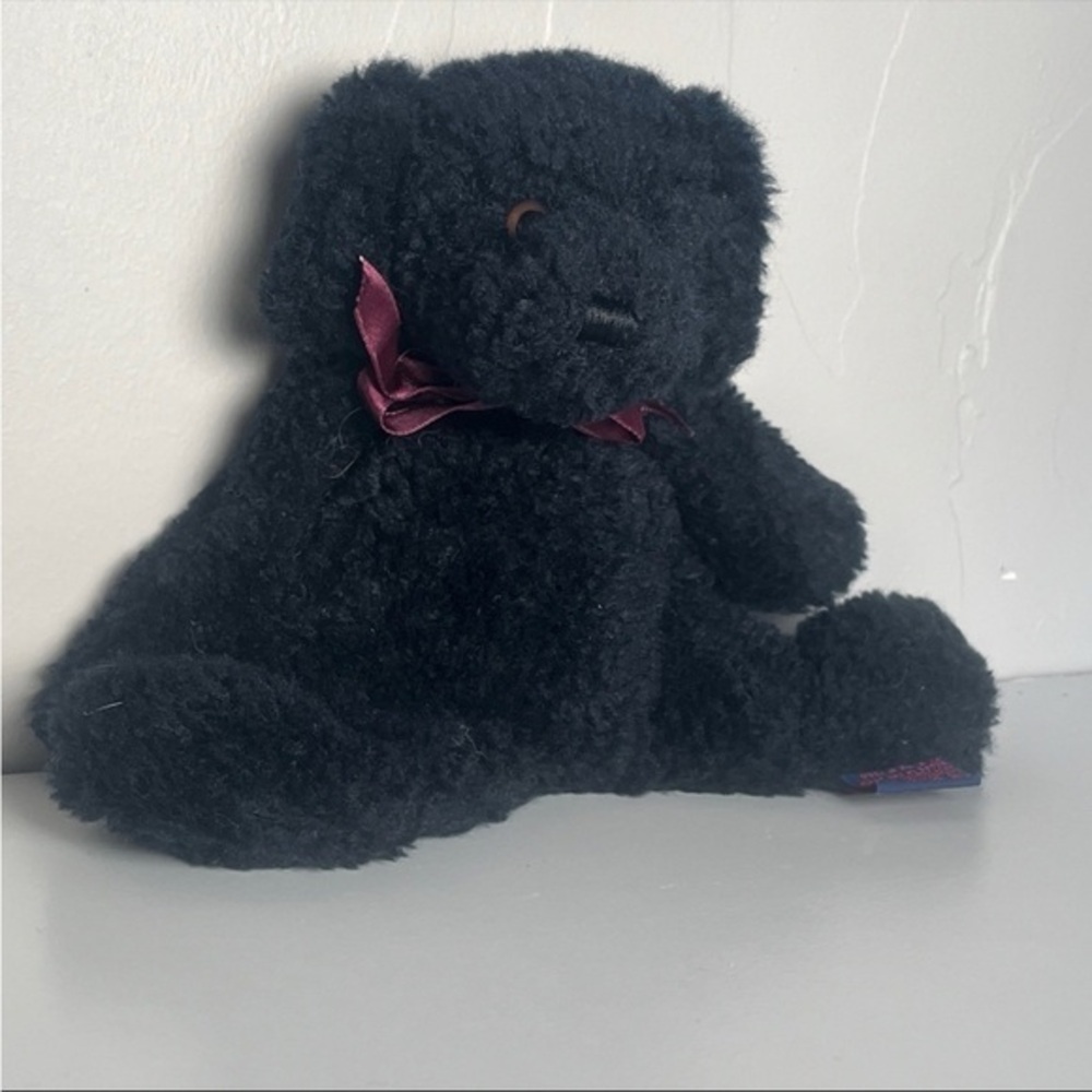 Bears in the Attic™ Black Plush Teddy Bear with Ribbon